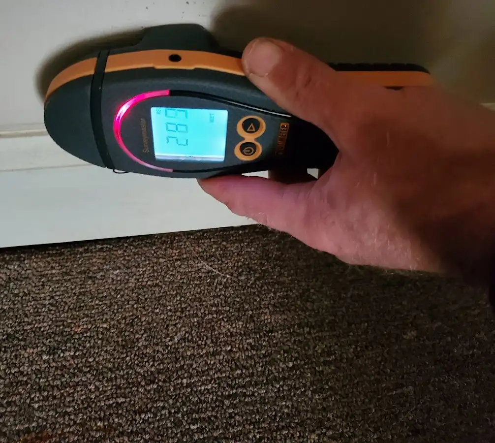 Moisture detection at baseboard during Mold Inspection & Testing in Worcester